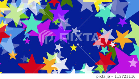 Image of colourful stars on blue background 115723116