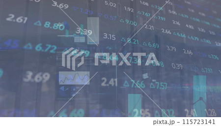 Image of graphs and charts over financial data processing 115723141