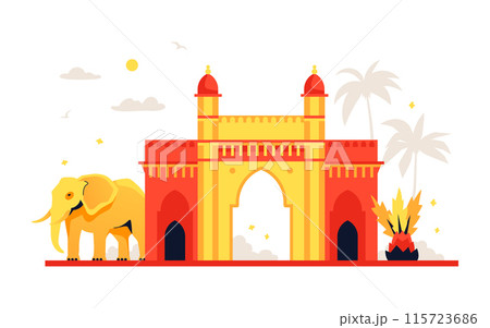 Lal Qila or Red Fort - modern colored vector illustration 115723686