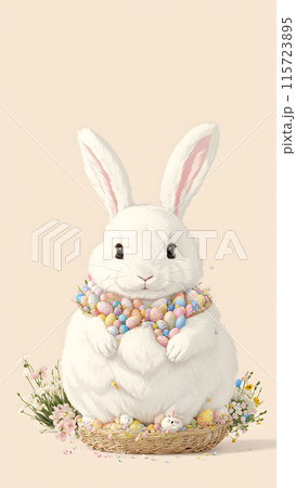 rabbit hare with flowers 115723895