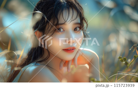 花に囲まれた女性 115723939