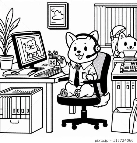 犬　オフィス　テレワーク 115724066
