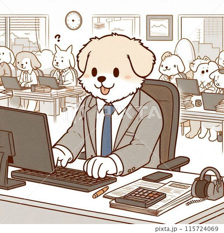 犬　オフィス　テレワーク 115724069