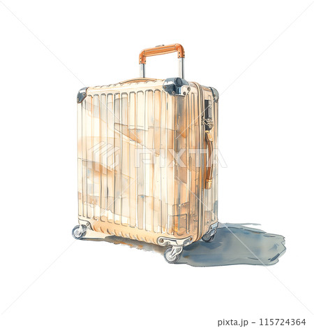 白背景にスーツケースの水彩イラスト 115724364