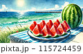 夏の海辺で楽しむスイカ 115724459