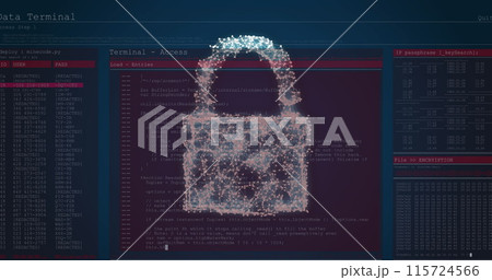 Image of data processing over padlock Image of data processing over padlock 115724566