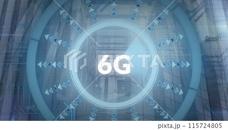 Image of 6g text, data processing over computer servers 115724805