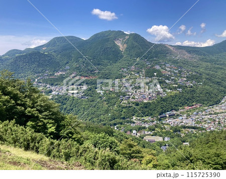 明星ヶ岳（箱根大文字山）から眺める箱根の山々と街 115725390