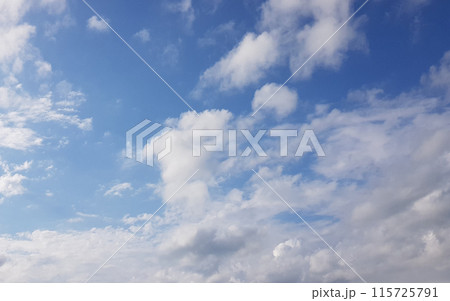 Summer blue sky and white clouds on a sunny day, heaven background 115725791