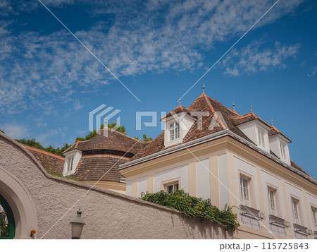 summer trip around Vienna, Austria. Modling district - countryside with cozy houses summer trip around Vienna, Austria. Modling district - countryside with cozy houses 115725843