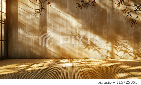 sunlit modern wall background with copyspace for your design. 115725865