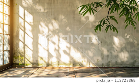 sunlit modern wall background with copyspace for your design. sunlit modern wall background with copyspace for your design. 115725869
