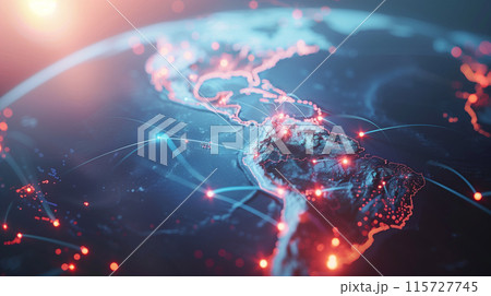 デジタルな地球。グローバルネットワークのイメージ デジタルな地球。グローバルネットワークのイメージ 115727745