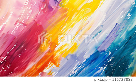 カラフルな水彩画、筆致 カラフルな水彩画、筆致 115727858