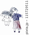 子どこが描いたイラスト。優しく微笑むお母さんと僕は楽しくおしゃべりしながら散歩 115729511