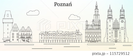 Poznan city skyline -  line art vector illustration 115729512