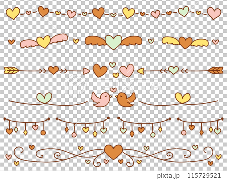 Colorful hearts hand drawn line set Colorful hearts hand drawn line set 115729521