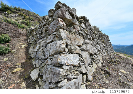 丹波「岩尾城」野面積みの石垣と登城道 丹波「岩尾城」野面積みの石垣と登城道 115729673