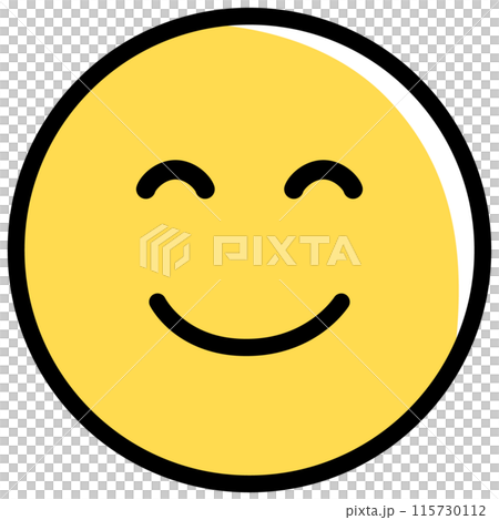 にっこりしている、黄色い顔の絵文字のイラスト素材 [115730112] - PIXTA