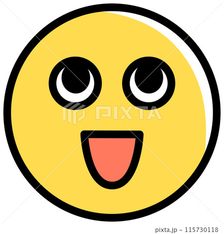 笑顔で上を向く、黄色い顔の絵文字のイラスト素材 [115730118] - PIXTA