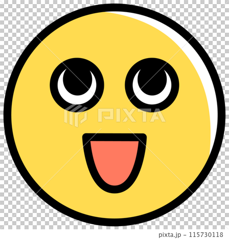 笑顔で上を向く、黄色い顔の絵文字のイラスト素材 [115730118] - PIXTA