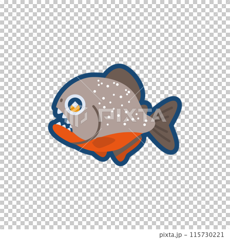 かわいいピラニア・ナッテリーのイラスト かわいいピラニア・ナッテリーのイラスト 115730221