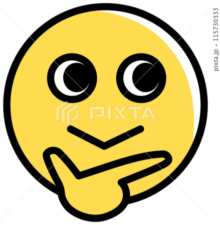 考える黄色い顔の絵文字のイラスト素材 [115730333] - PIXTA