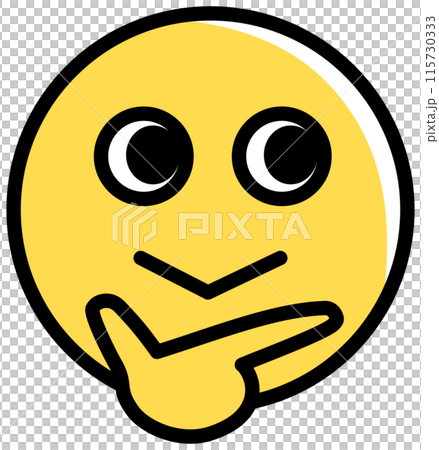 考える黄色い顔の絵文字のイラスト素材 [115730333] - PIXTA