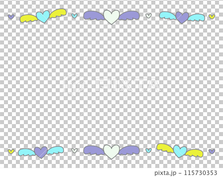 Hand drawn hearts and feathers frame Hand drawn hearts and feathers frame 115730353