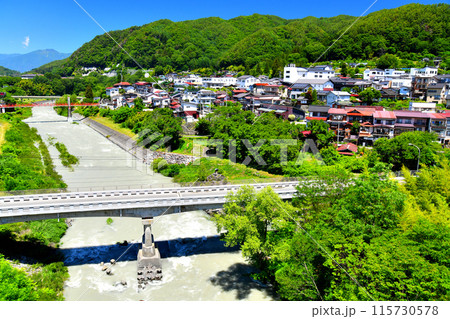 高遠大橋／三峰川より高遠町の街並み(長野県伊那市)【2024.6】 115730578