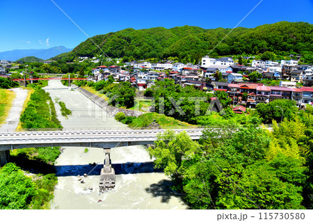 高遠大橋／三峰川より高遠町の街並み(長野県伊那市)【2024.6】 115730580