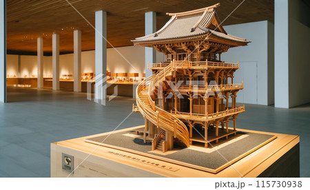 精巧な寺院模型：日本建築の美 115730938