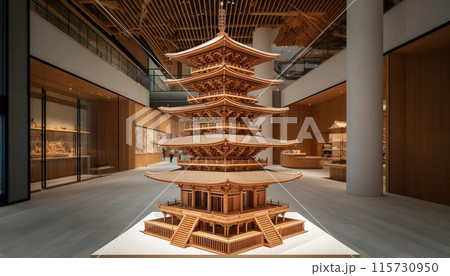 五重塔デザイン 木製インテリア 五重塔デザイン 木製インテリア