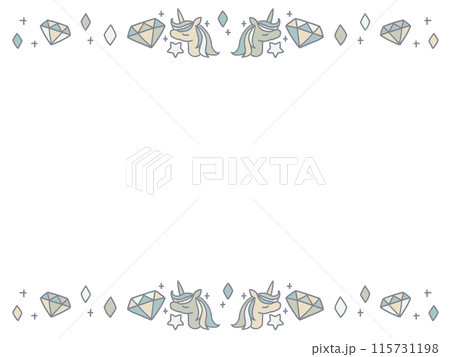 手描きのユニコーンのフレーム 手描きのユニコーンのフレーム 115731198