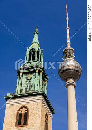Berlin Television Tower, Berliner Fernsehturm, St. Marienkirche Church, Berlin, Germany 115731805