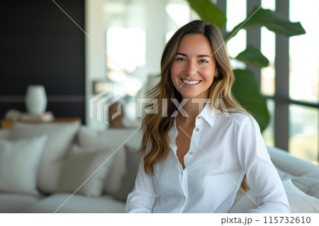 Sunny Day Assurance: Smiling Insurance Pro in Office Ambiance Sunny Day Assurance: Smiling Insurance Pro in Office Ambiance 115732610