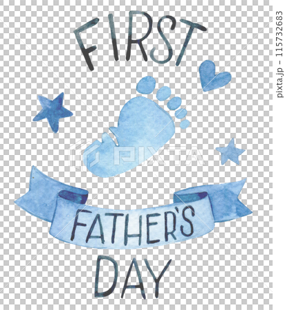 watercolor drawing, congratulation, decoration for Father's Day. first father's day 115732683