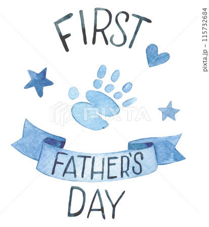 watercolor drawing, congratulation, decoration for Father's Day. first father's day 115732684