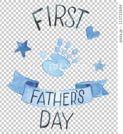 watercolor drawing, congratulation, decoration for Father's Day. first father's day 115732684