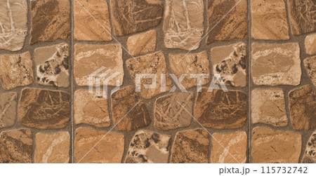 Brown Stone Floor Tile Abstract Pattern Surface Texture Background Rock Structure 115732742