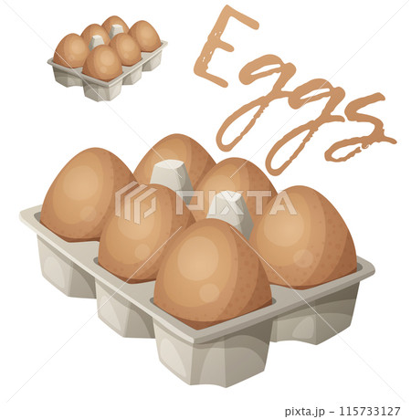 Eggs in carton illustration. Vector illustration isolated on white background Eggs in carton illustration. Vector illustration isolated on white background 115733127