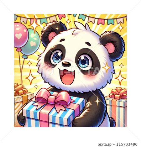 プレゼントの箱をもって、ハッピーバースデー　Generative aI 115733490