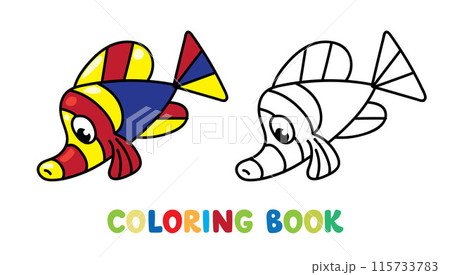 Sea theme. Fish coloring book vector illustration 115733783