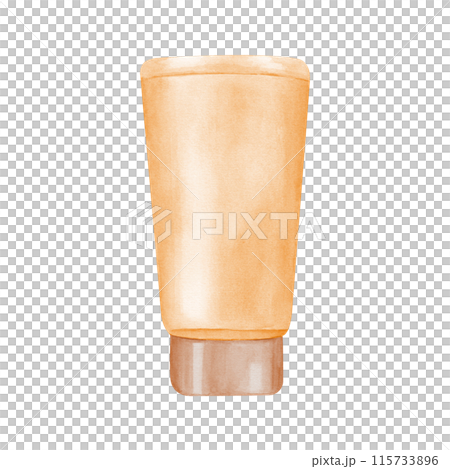 Plastic glossy tube with cup for cream, lotion, gel or shampoo. Moisturizer hand cream. Cosmetic care, treatment. Watercolor illustration. Package for beauty product. For label, package, design Plastic glossy tube with cup for cream, lotion, gel or shampoo. Moisturizer hand cream. Cosmetic care, treatment. Watercolor illustration. Package for beauty product. For label, package, design 115733896