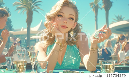 woman playing in a casino woman playing in a casino 115734379