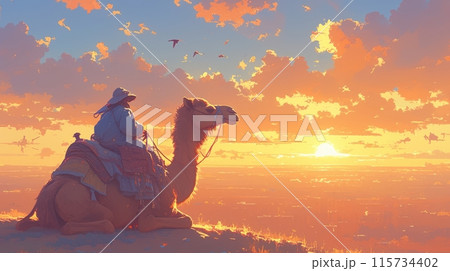 camel in the desert 115734402