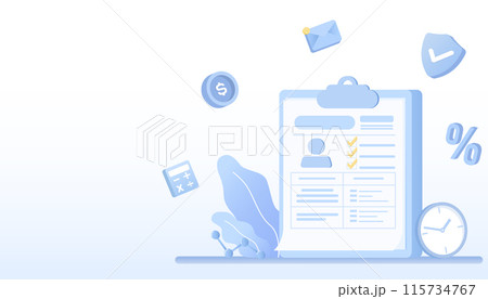 Tax payment process. Variety symbolic elements, calculation, withholding tax, tax deduction, tax payment, income form, checklist and submit to government. Flat vector design illustration. Tax payment process. Variety symbolic elements, calculation, withholding tax, tax deduction, tax payment, income form, checklist and submit to government. Flat vector design illustration. 115734767