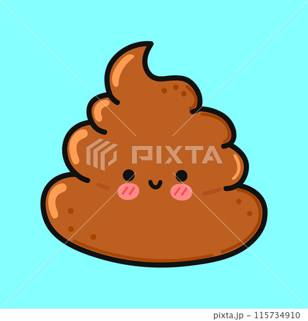 Turd character. Vector hand drawn cartoon kawaii character illustration icon. Isolated on blue background. Turd character concept 115734910
