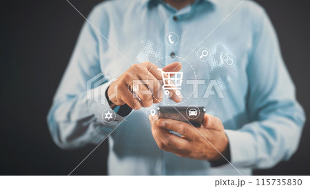 Online shopping concept. Man using smartphone 115735830