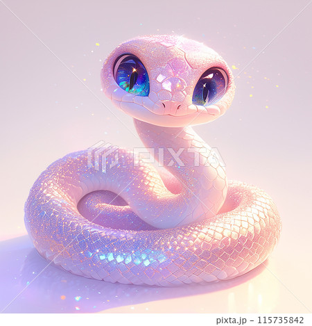 手描きイラスト オリジナル【白へび＊ピンク×ブルー】 手描きイラスト オリジナル【白へび＊ピンク×ブルー】 手描きイラスト